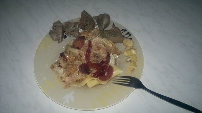 Рецепт печенки с итальянской пастой в тайском стиле