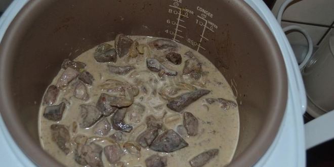 Рецепт свиной печени в сметане в мультиварке