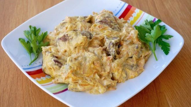 Рецепт утиной печени тушеной в сметане