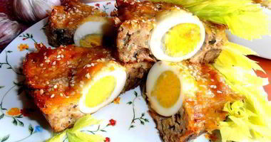 Рецепт Воскресного мясного кольца с печенью и грибами