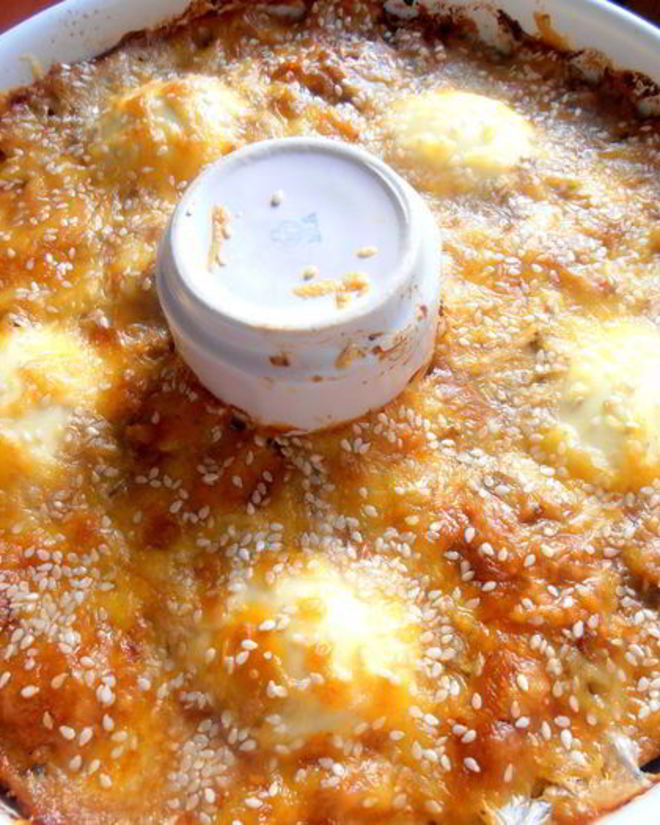 Рецепт воскресного мясного кольца с печенью и грибами