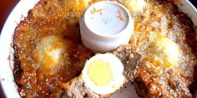 Рецепт воскресного мясного кольца с печенью и грибами