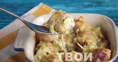 Рецепт Пельменей, запеченных со сметаной и сыром