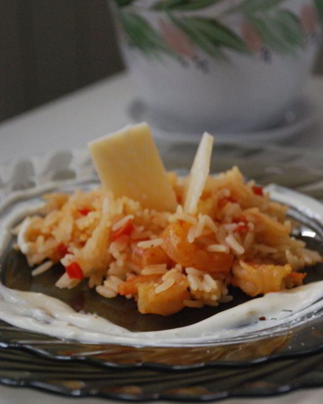 Рецепт лимонной валенсийской паэльи с креветками