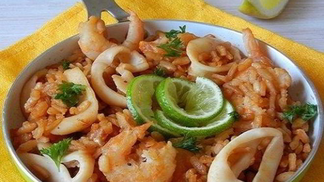 Рецепт паэльи с кальмарами