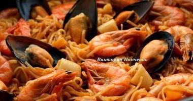 Рецепт Паэльи с пастой и морепродуктами Фидеуа