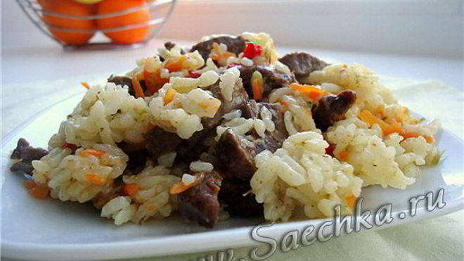 Рецепт плова с говяжьим сердцем в мультиварке