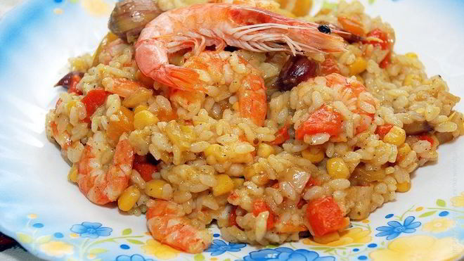 Рецепт плова с креветками