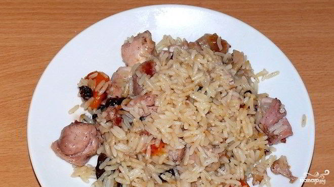 Рецепт плова с курицей и сухофруктами