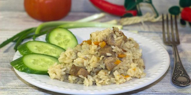 Рецепт Плова со свининой в казане на плите