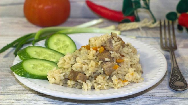 Рецепт плова со свининой в казане на плите