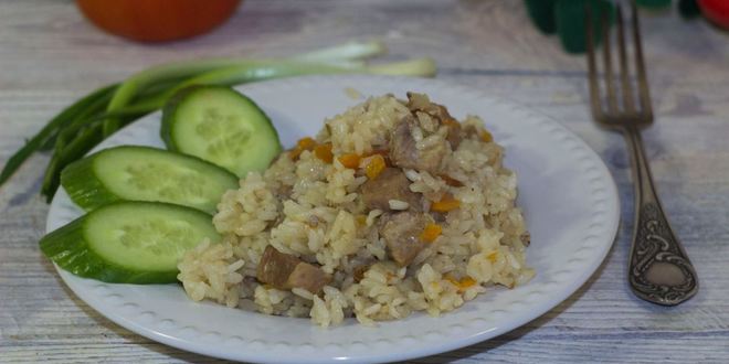 Рецепт плова со свининой в казане на плите