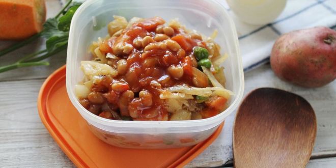 Рецепт Овощного рагу без мяса с капустой и картошкой