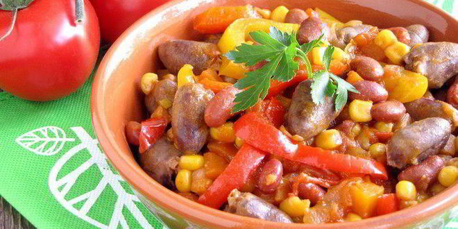 Рецепт рагу из куриных сердечек в мексиканском стиле