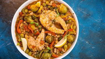 Рецепт Сочного овощного рагу с лососем