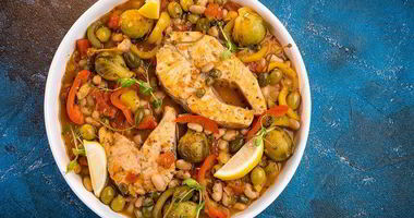 Рецепт Сочного овощного рагу с лососем