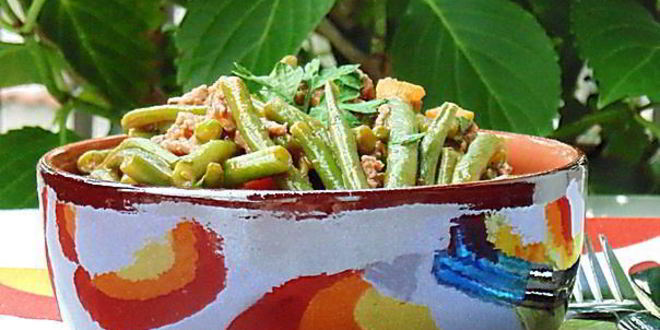 Рецепт стручковой фасоли с мясным рагу