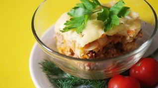 Рецепт Запеченного овощного рагу с мясным фаршем