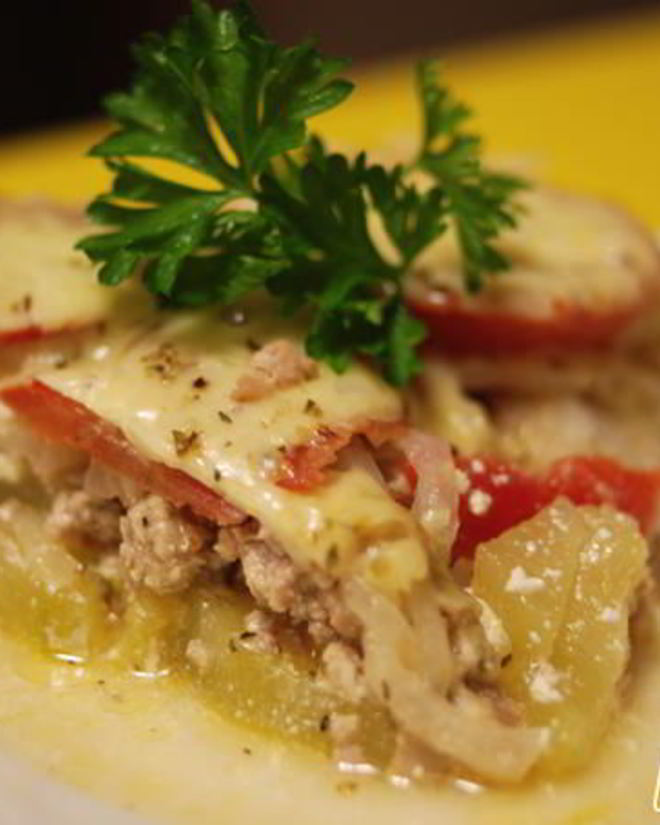Рецепт запеченного овощного рагу с мясным фаршем