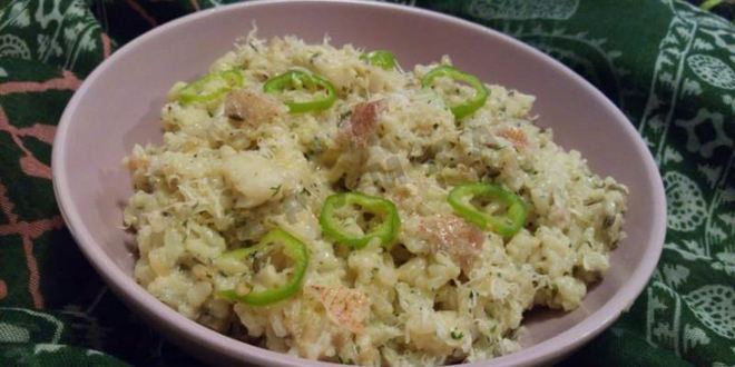 Рецепт насыщенного ризотто с морским окунем и сливками