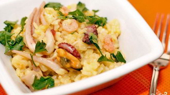 Рецепт ризотто с коктейлем из морепродуктов