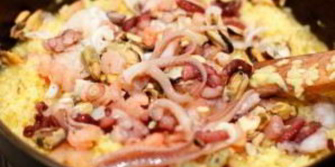 Рецепт ризотто с коктейлем из морепродуктов