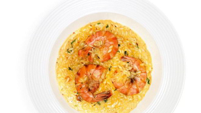 Рецепт ризотто с креветками и тобанджаном