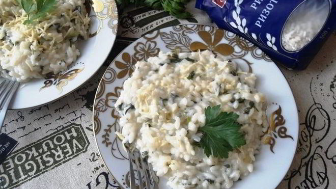 Рецепт ризотто с петрушкой и фетой