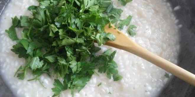 Рецепт ризотто с петрушкой и фетой