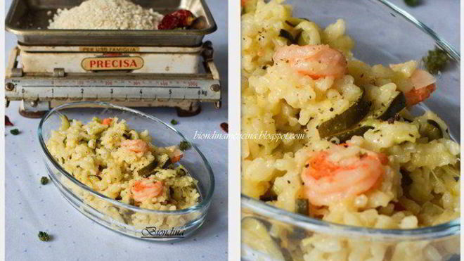 Рецепт ризотто с цукини и креветками