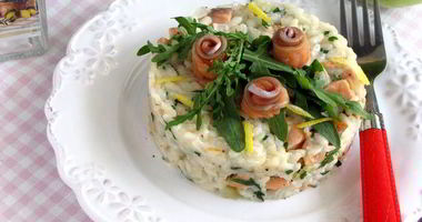 Рецепт Яблочного ризотто с копченым лососем