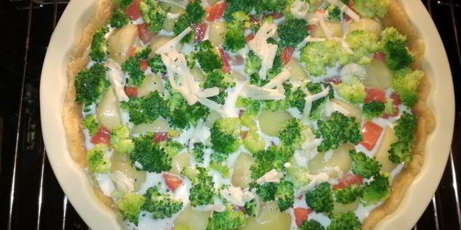 Рецепт киша с форелью, картофелем и брокколи