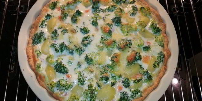 Рецепт киша с форелью, картофелем и брокколи