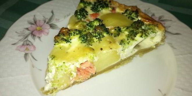 Рецепт киша с форелью, картофелем и брокколи