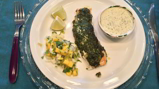 Рецепт Лосося, запеченного пода укропным песто