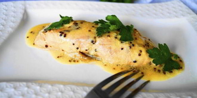 Рецепт Лосося, запеченного в сладко-горчичном соусе