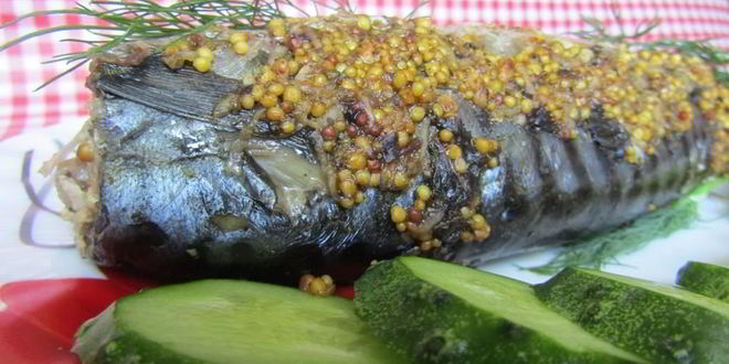 Рецепт Скумбрии запеченной в горчичном маринаде