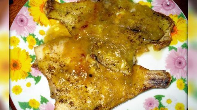 Рецепт запеченной камбалы под апельсиново-имбирным соусом