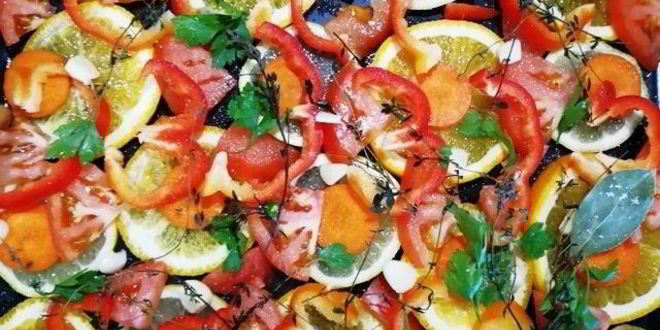 Рецепт запеченного белого амура с овощами