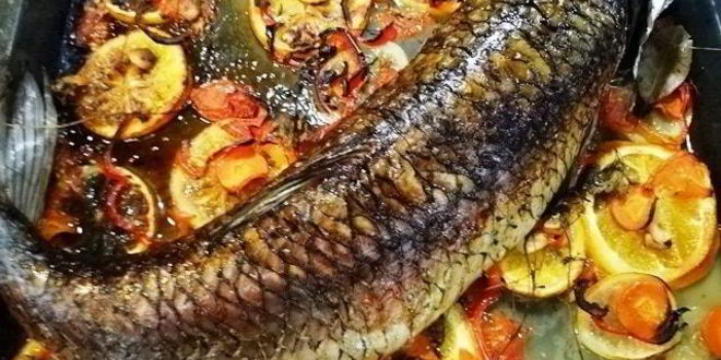 Рецепт запеченного белого амура с овощами