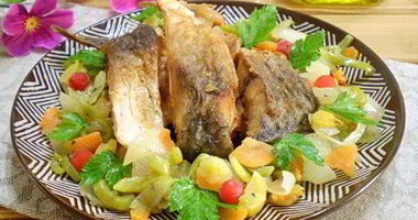 Рецепт Жареной рыбы с овощами
