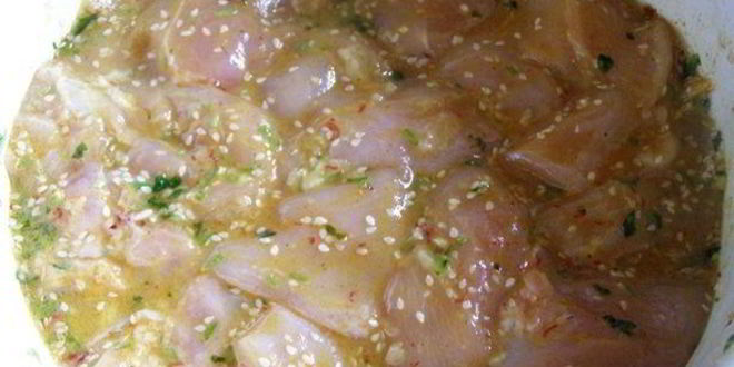 Рецепт куриных шашлычков с кунжутом