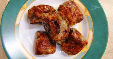 Рецепт Шашлыка из говяжьей печени в жировой сетке