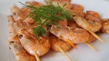 Рецепт Шашлыка из креветок на сковороде