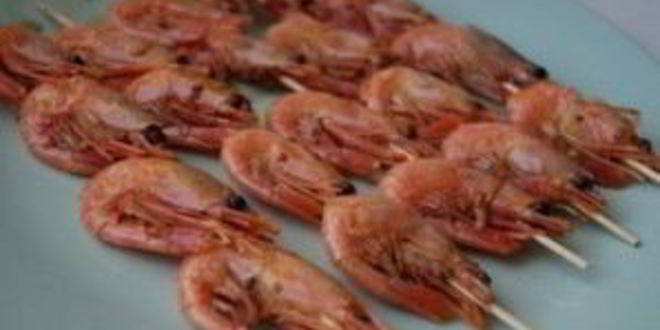 Рецепт шашлыка из креветок на сковороде