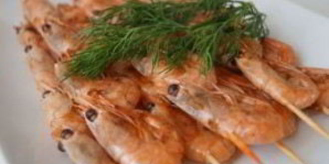 Рецепт шашлыка из креветок на сковороде