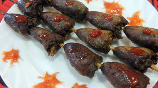 Рецепт Шашлыка на шпажках Огненные сердца