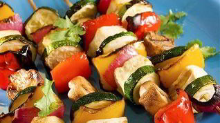 Рецепт Жареных овощных шашлычков с грибами и соусом якитори