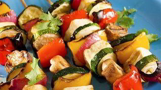 Рецепт Жареных овощных шашлычков с грибами и соусом якитори