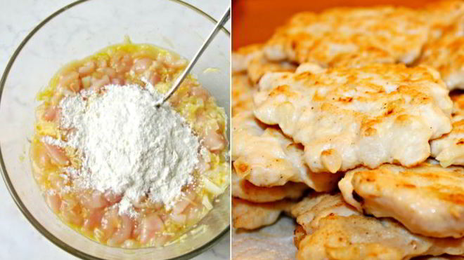 Рецепт рубленых шницелей из курицы с сыром